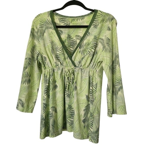 Nautica Sleepwear Pajama Top Vintage Leaf Pattern Wrap Top Size Large - Picture 1 of 6